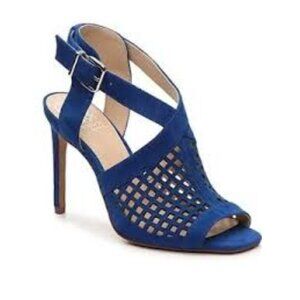 Vince Camuto Blue Suede Stiletto Sandals with Meshing